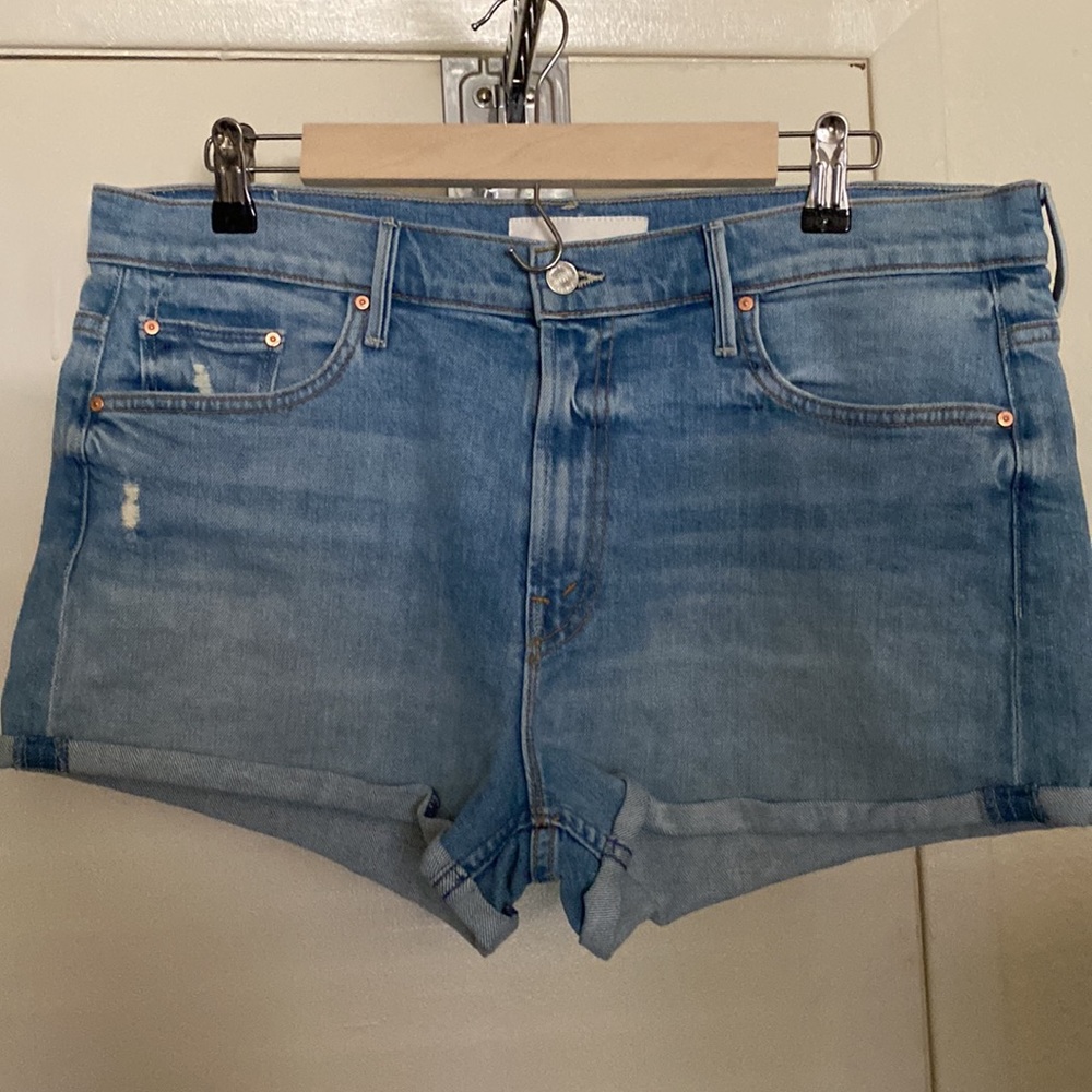 Mother Womens Blue Denim Destroyed Short Denim Shorts NWOT
